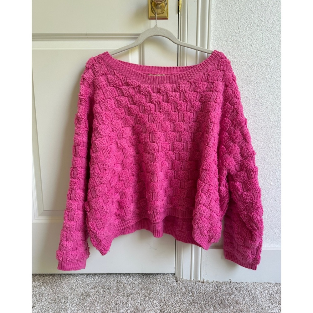 Women's Pink Textured Sweater